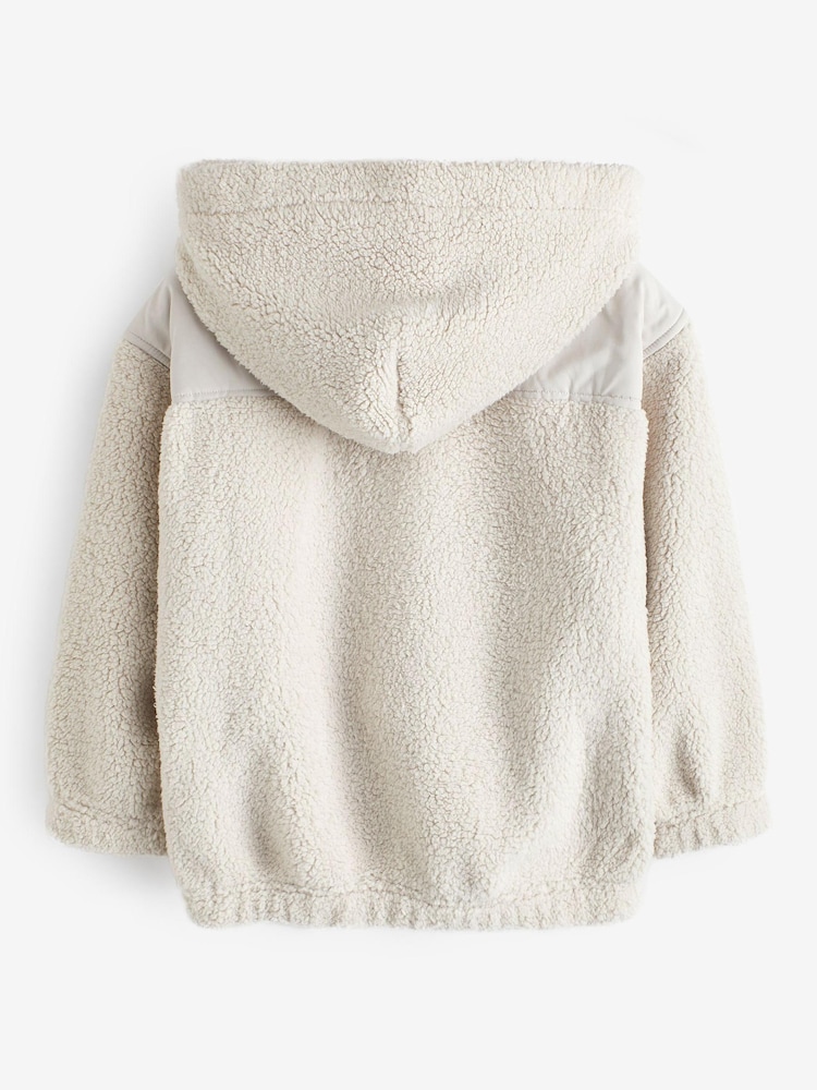 Abercrombie & Fitch Cream Cosy Borg Fleece Sherpa Hoodie - Image 4 of 6