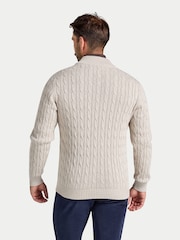 Raging Bull Cream Cable Mid Weight Knit 1/4 Zip Jumper - Image 3 of 5
