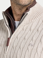 Raging Bull Cream Cable Mid Weight Knit 1/4 Zip Jumper - Image 4 of 5