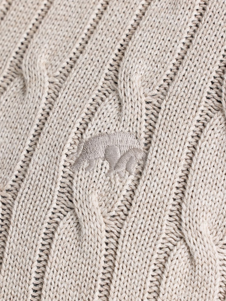 Raging Bull Cream Cable Mid Weight Knit 1/4 Zip Jumper - Image 5 of 5