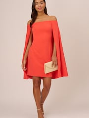 Adrianna Papell Pink Off Shoulder Cape Dress - Image 3 of 7