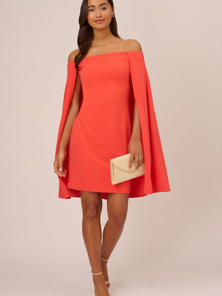 Adrianna Papell Pink Off Shoulder Cape Dress - Image 3 of 7