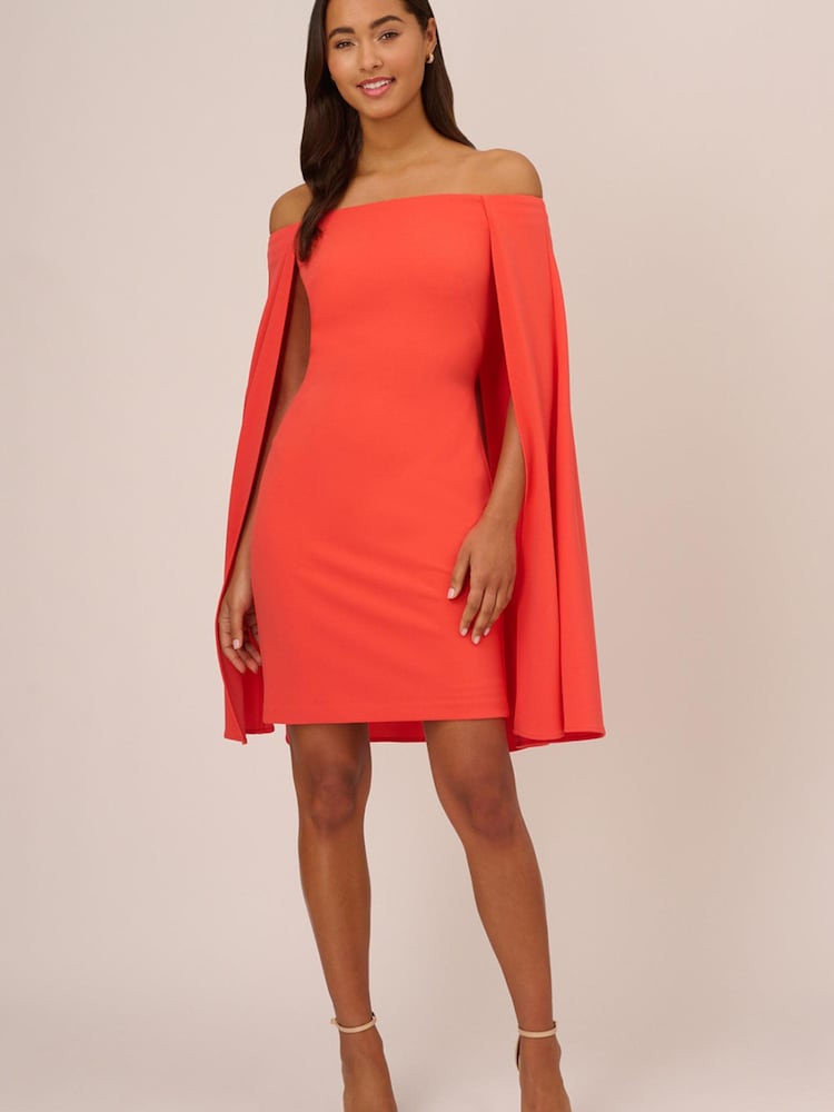 Adrianna Papell Pink Off Shoulder Cape Dress - Image 4 of 7