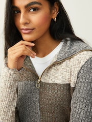 Anthrazitgrau/Spacedye - Kuscheliger Pullover aus leichtem, weichem Material mit RV-Kragen - Bild 3 von 5