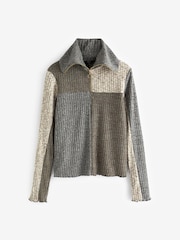Anthrazitgrau/Spacedye - Kuscheliger Pullover aus leichtem, weichem Material mit RV-Kragen - Bild 4 von 5