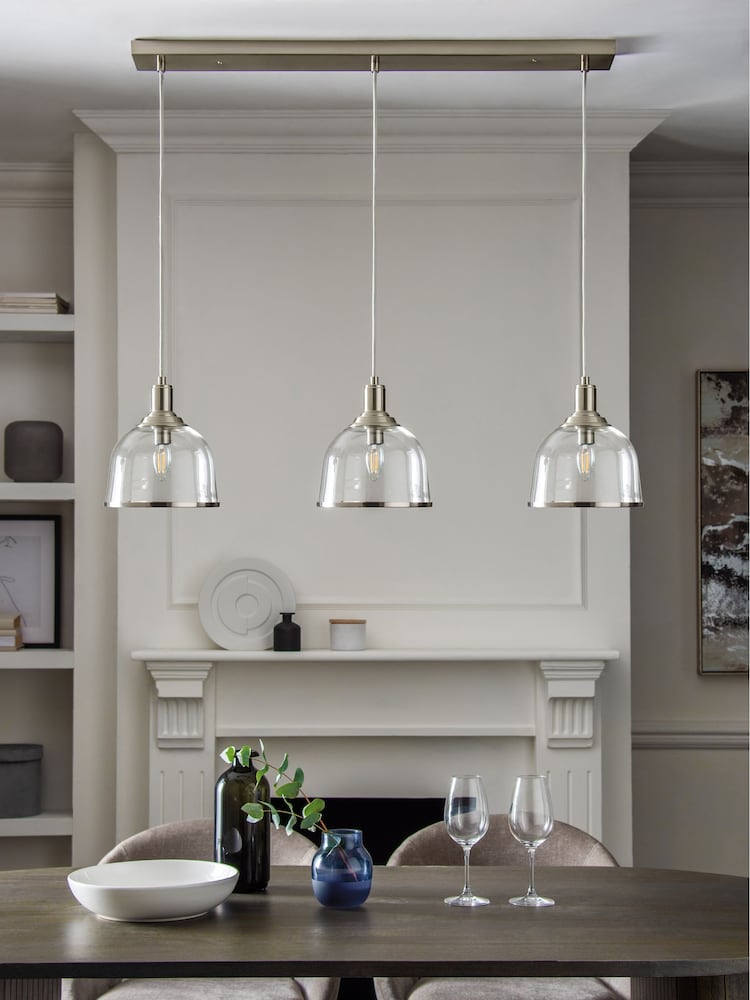Brushed Chrome Gloucester 3 Light Pendant Ceiling Light - Image 2 of 5