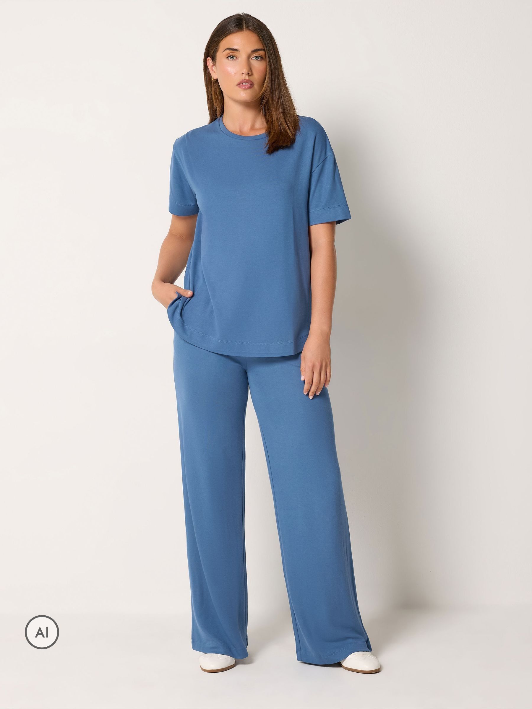 Long Tall Sally Women's Blue Tall Premium Wide Leg Trousers In Large - Image 2