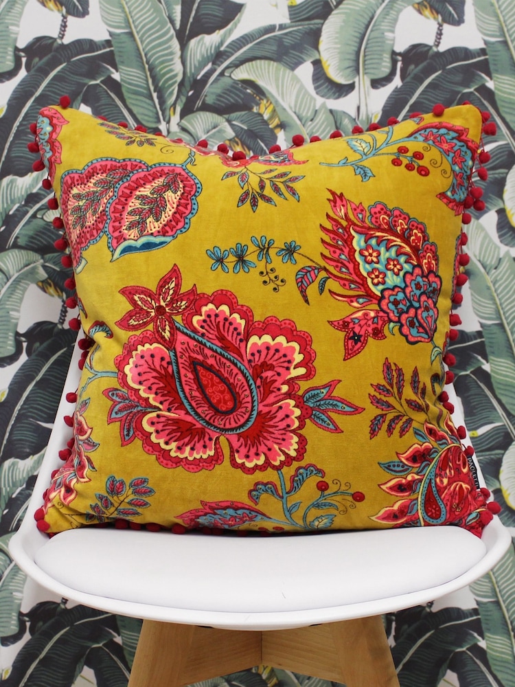 Riva Paoletti Lemon Curry Malisa Paisley Pattern Polyester Filled Cushion - Image 1 of 2