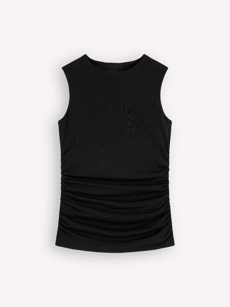 Boden Black Ruched Sleeveless Jersey Top - Image 5 of 5