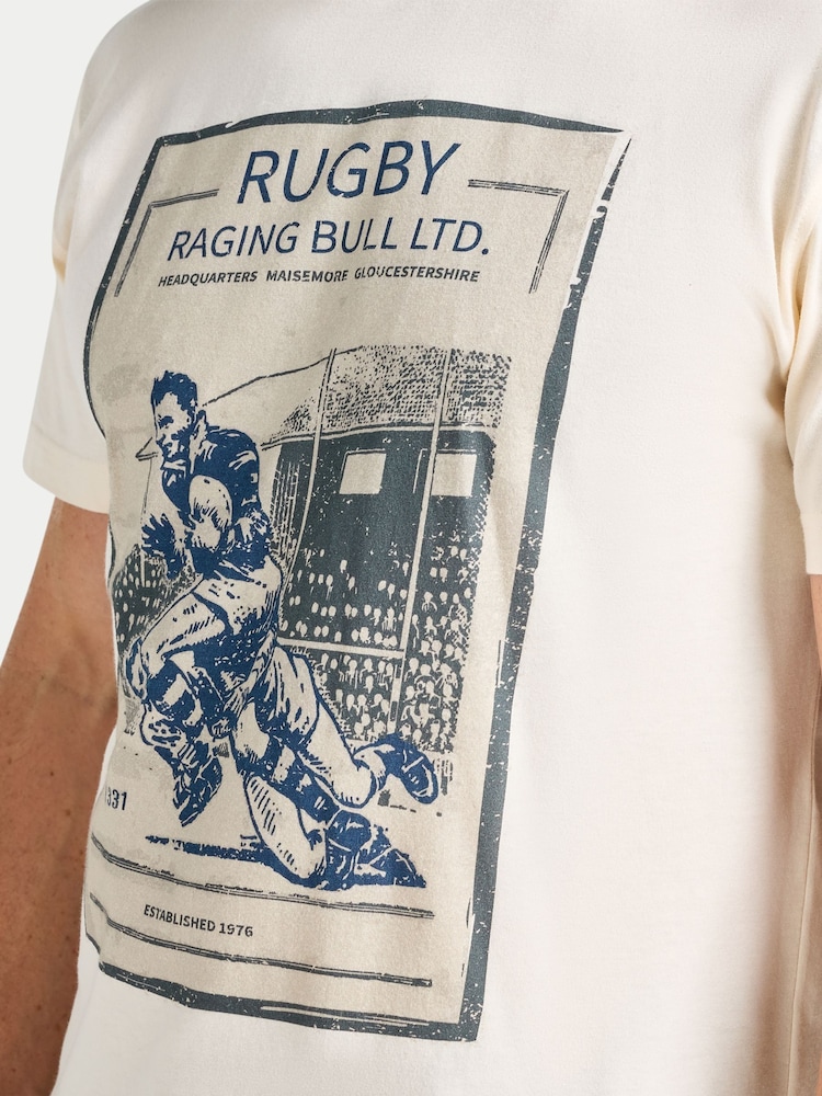 Raging Bull Cream Vintage Rugby Poster T-Shirt - Image 4 of 4 Raging Bull Cream Vintage Rugby Poster T-Shirt - Image 4 of 4