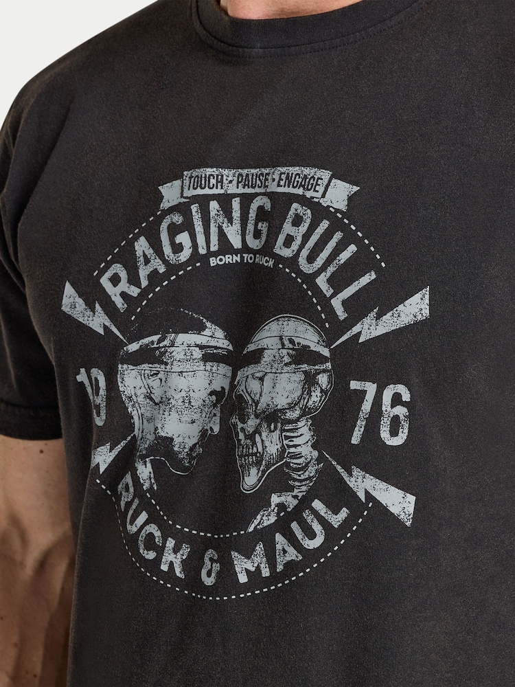 Raging Bull Ruck & Maul Distress naxışlı futbolka - 4şəkildən 4 şəkil