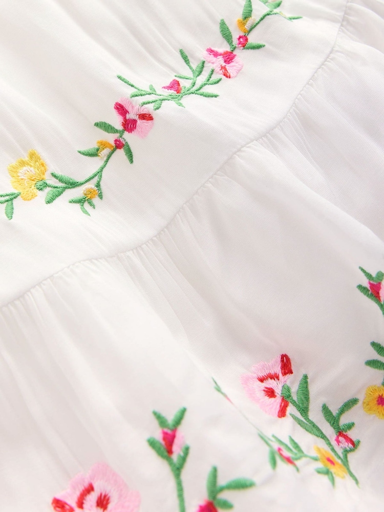 Boden Cream Shirred Bow Back Detail Dress - Image 3 of 3