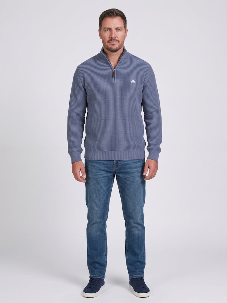 Raging Bull Wool Mix Knitted Rib 1/4 Zip Jumpers - Bilde 1 av 3