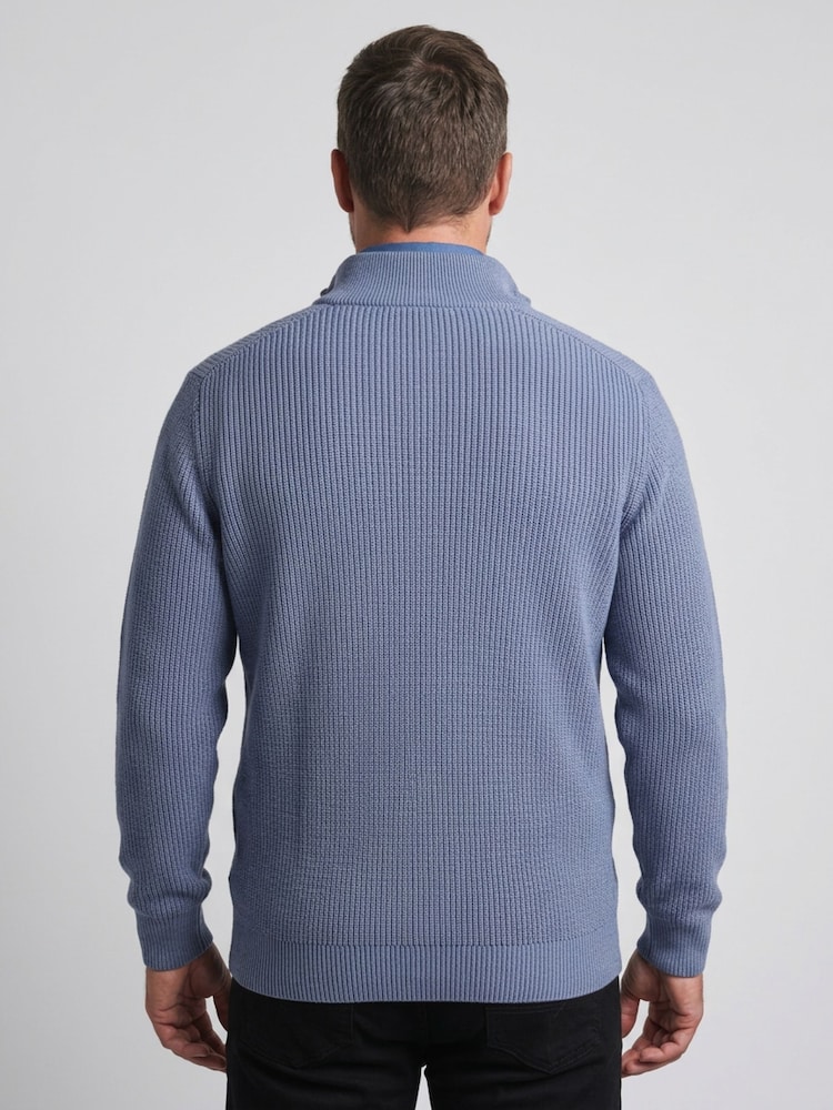 Raging Bull Wool Mix Knitted Rib 1/4 Zip Jumpers - Bilde 2 av 3