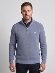 Raging Bull Wool Mix Knitted Rib 1/4 Zip Jumpers - Bilde 3 av 3