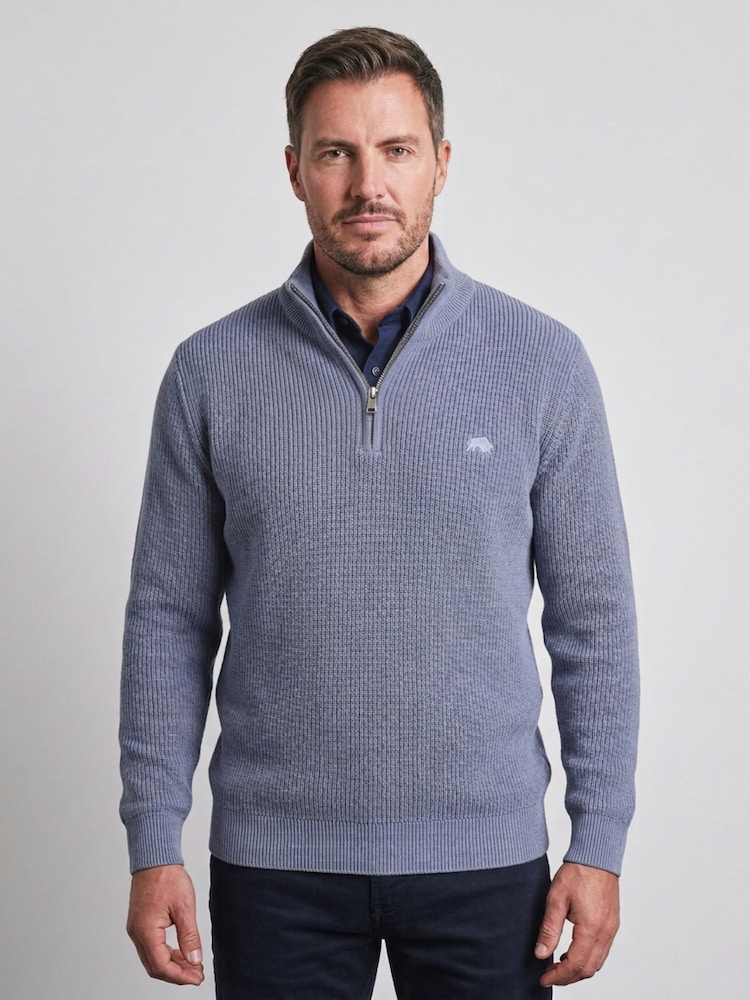 Raging Bull Wool Mix Knitted Rib 1/4 Zip Jumpers - Bilde 3 av 3