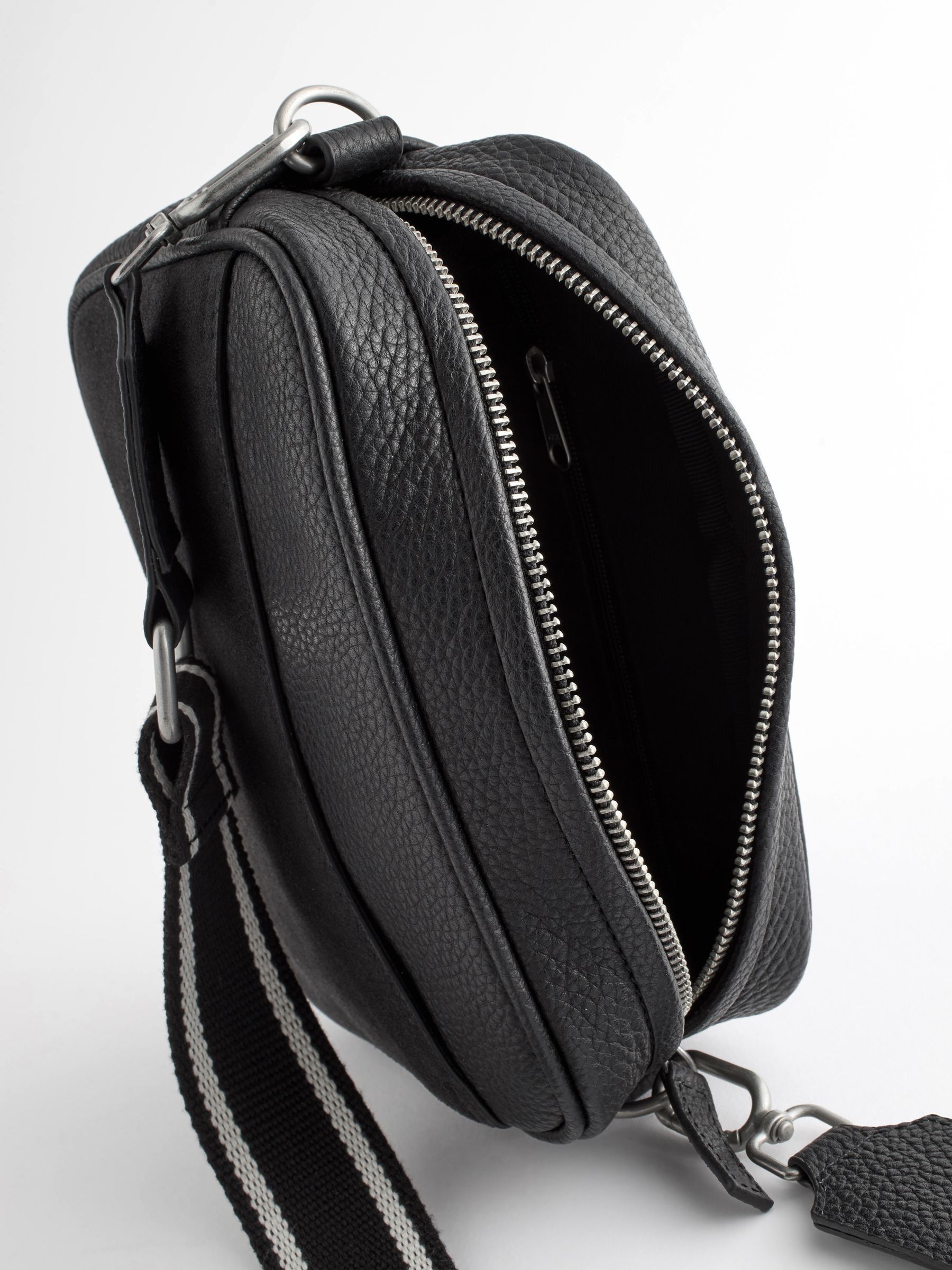 Buy Black Leather Webbing Strap Camera Bag from Next Luxembourg