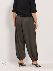 Yours Curve Brown Satin Balloon Trousers - Image 3 of 6