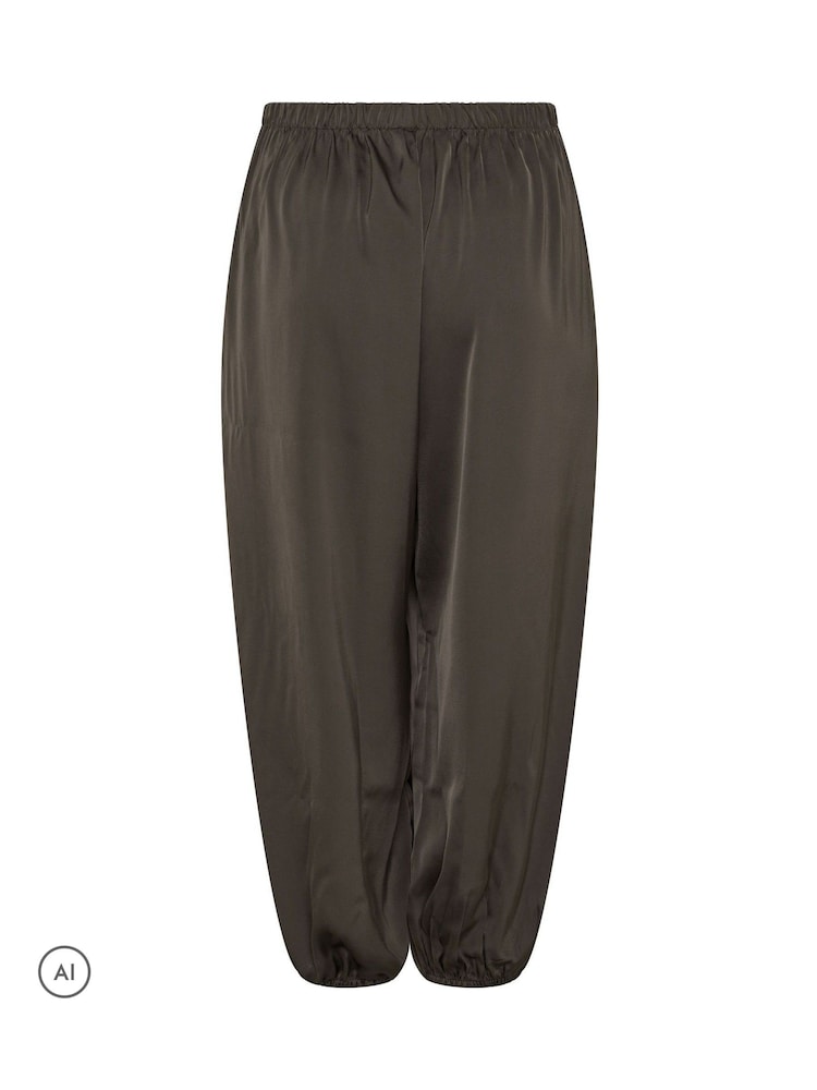 Yours Curve Brown Satin Balloon Trousers - Image 6 of 6 Yours Curve Brown Satin Balloon Trousers - Image 6 of 6