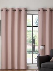 Pink Blush Blackout/Thermal Cotton Eyelet Curtains - Image 1 of 9