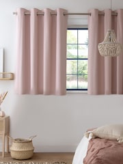 Pink Blush Blackout/Thermal Cotton Eyelet Curtains - Image 7 of 9