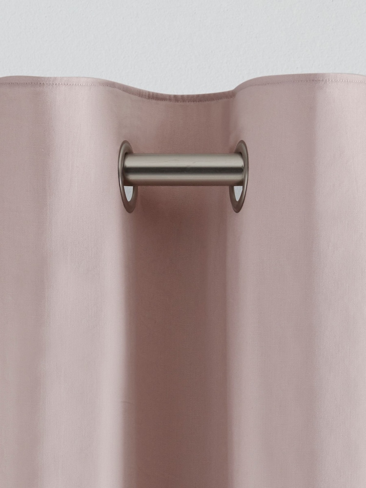 Pink Blush Blackout/Thermal Cotton Eyelet Curtains - Image 8 of 9