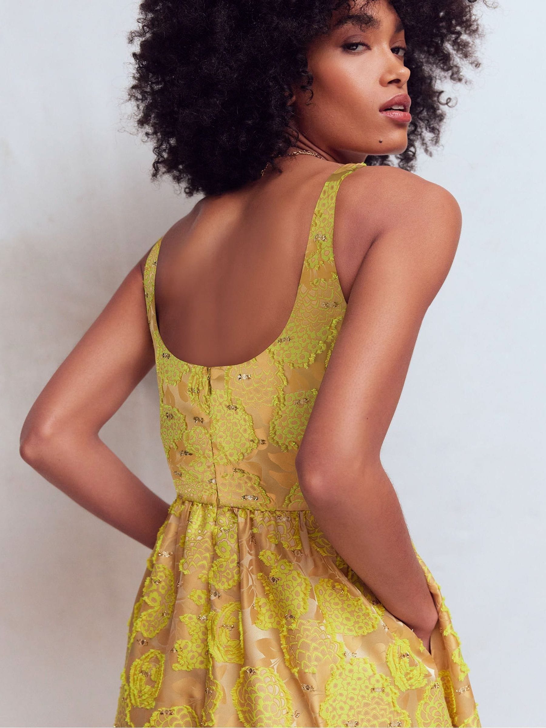 Buy Boden Yellow Scoop Neck Jacquard Dress from Next USA