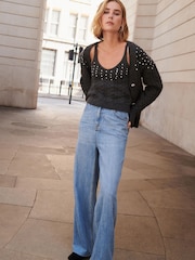 Grey Cable Detail Gem Knitted Vest - Image 2 of 6