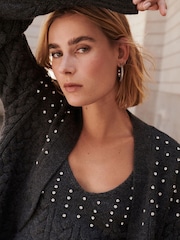 Grey Cable Detail Gem Knitted Vest - Image 4 of 6