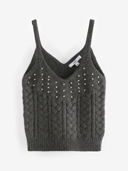 Grey Cable Detail Gem Knitted Vest - Image 6 of 6