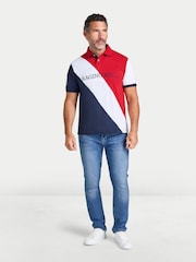 Raging Bull Blue Contrast Sleeve Pique Polo Shirt - Image 1 of 5