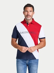 Raging Bull Blue Contrast Sleeve Pique Polo Shirt - Image 2 of 5