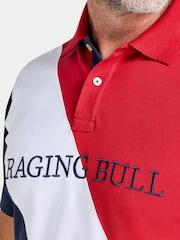 Raging Bull Blue Contrast Sleeve Pique Polo Shirt - Image 4 of 5