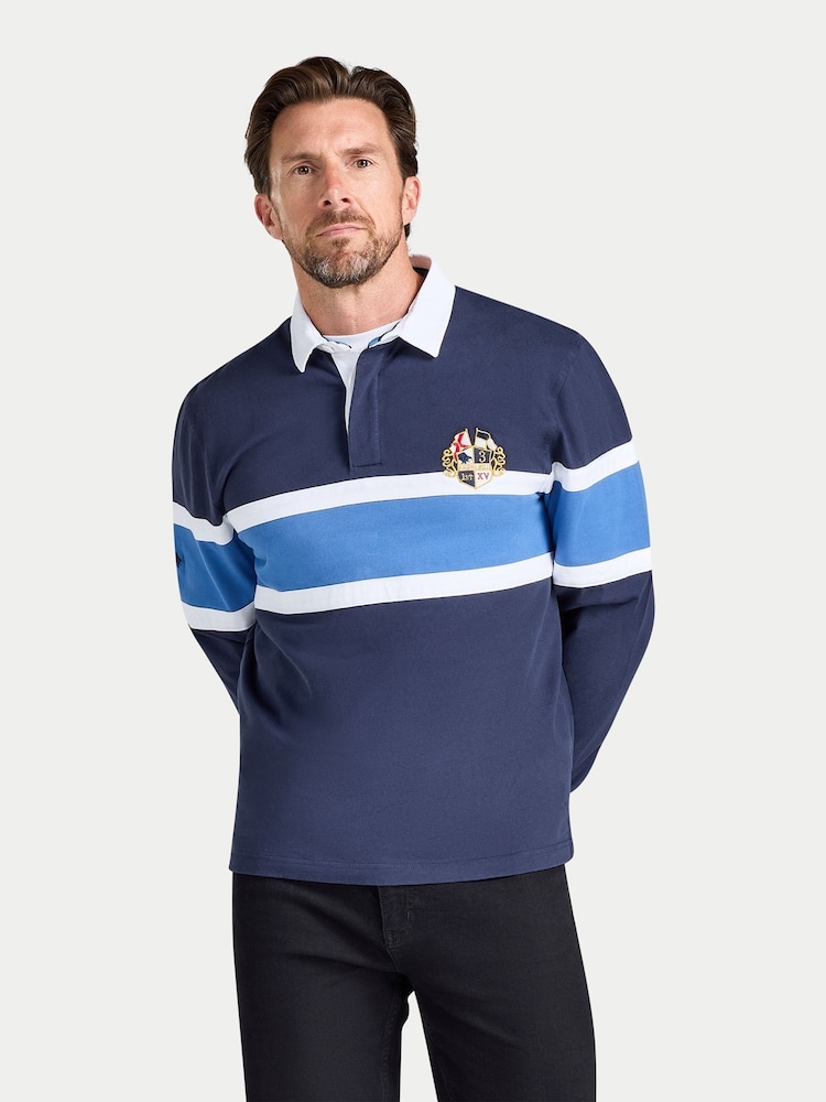 Raging Bull Blue Chest Panel Rugby Shirt - Image 2 of 5 Raging Bull Blue Chest Panel Rugby Shirt - Image 2 of 5