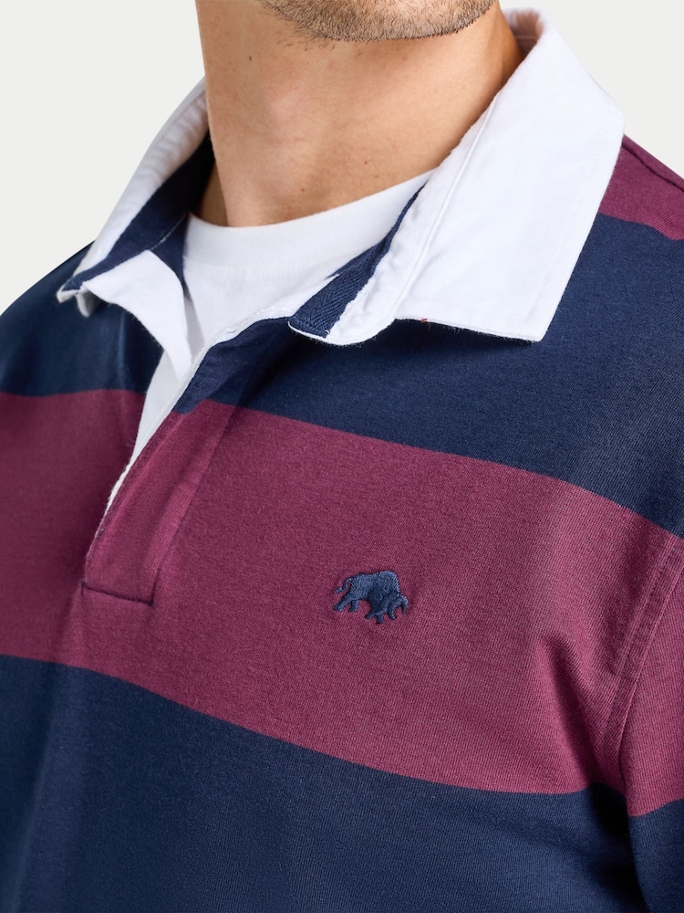 Buy Raging Bull Red Long Sleeve Wide Stripe Rugby Shirt from the Next ...