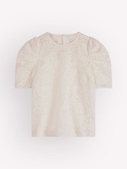 Boden Cream Short Sleeve Lace Top - Image 5 of 5
