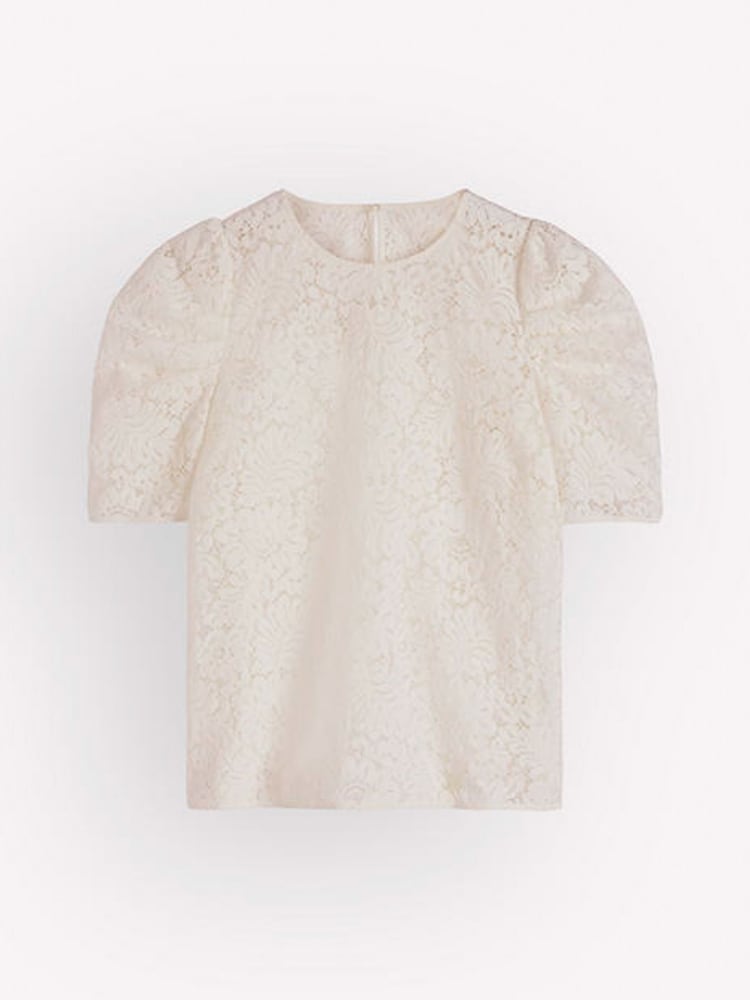 Boden Cream Short Sleeve Lace Top - Image 5 of 5 Boden Cream Short Sleeve Lace Top - Image 5 of 5