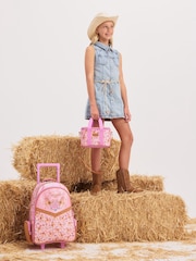Smiggle Pink Wildflower Trolley Backpack With Light Up Wheels - Image 1 of 3