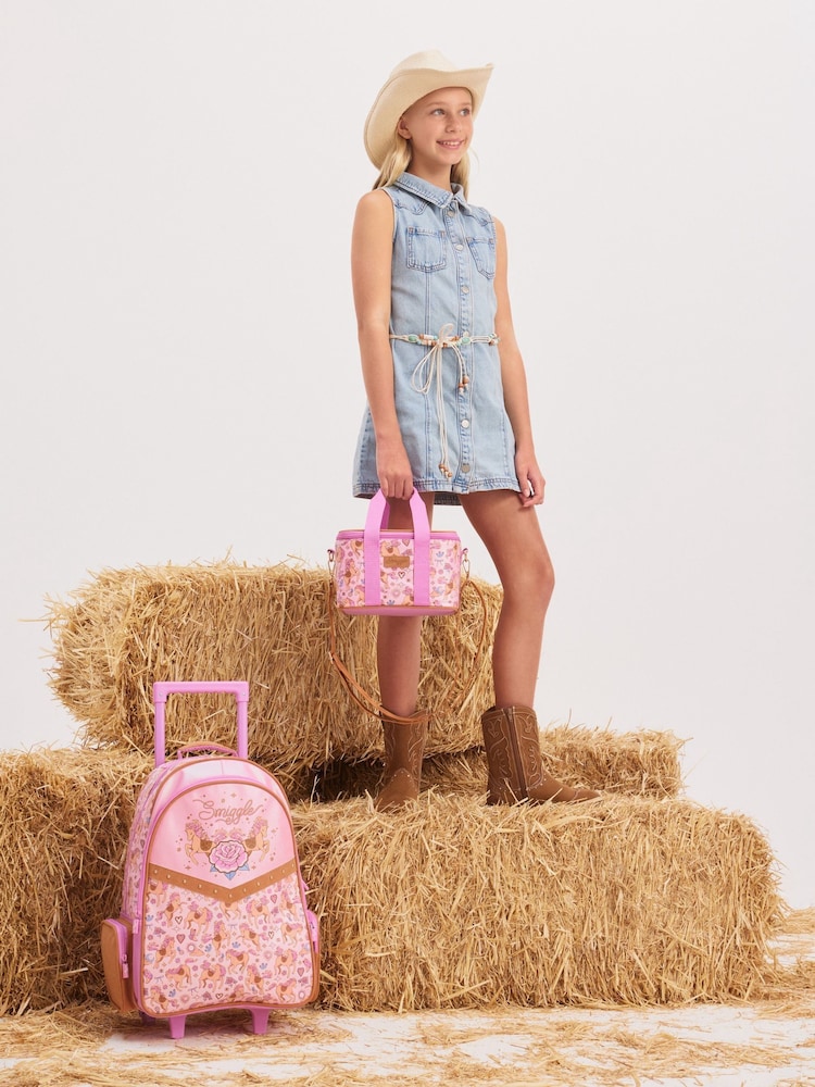Smiggle Pink Wildflower Trolley Backpack With Light Up Wheels - Image 1 of 3 Smiggle Pink Wildflower Trolley Backpack With Light Up Wheels - Image 1 of 3