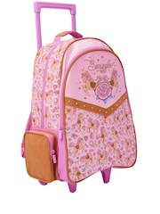 Smiggle Pink Wildflower Trolley Backpack With Light Up Wheels - Image 5 of 6