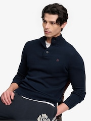 Blau - Superdry Cotton Button Henley Jumper - Bild 3 von 7