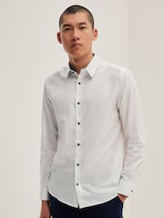 White/Blue Floral Regular Fit Trimmed Formal Shirt - Image 2 of 9
