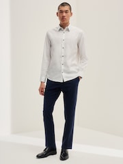 White/Blue Floral Regular Fit Trimmed Formal Shirt - Image 3 of 9