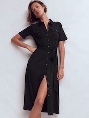 Boden Black Mavis Midi Jersey Shirt Dress - Image 1 of 6