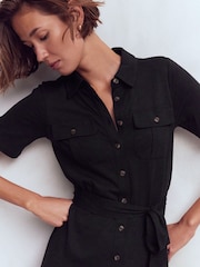 Boden Black Mavis Midi Jersey Shirt Dress - Image 2 of 6