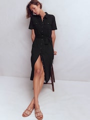 Boden Black Mavis Midi Jersey Shirt Dress - Image 4 of 6