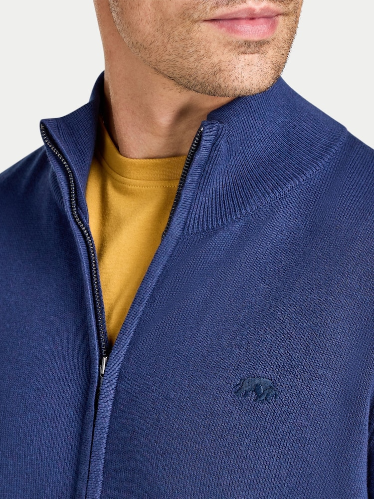 Raging Bull Blue Zip Through Knitted Cardigan - Image 4 of 4 Raging Bull Blue Zip Through Knitted Cardigan - Image 4 of 4