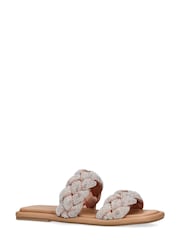 KG Kurt Geiger Silver Chrome Rogan Plait Sandals - Image 2 of 5