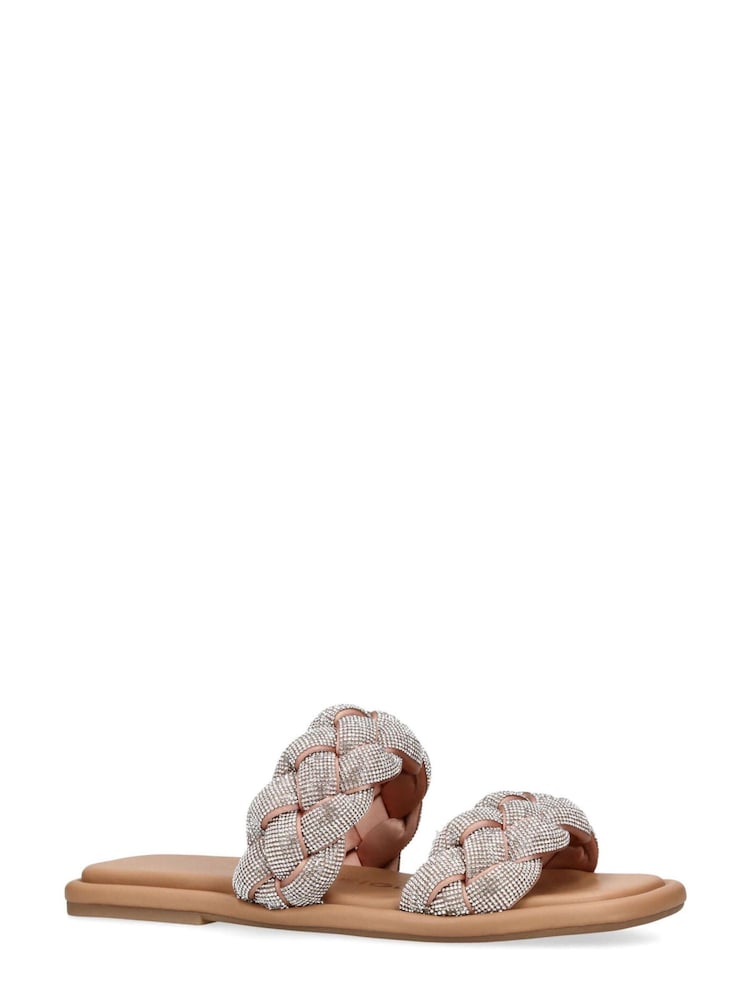 KG Kurt Geiger Silver Chrome Rogan Plait Sandals - Image 2 of 5