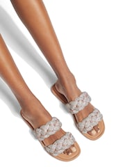 KG Kurt Geiger Silver Chrome Rogan Plait Sandals - Image 5 of 5